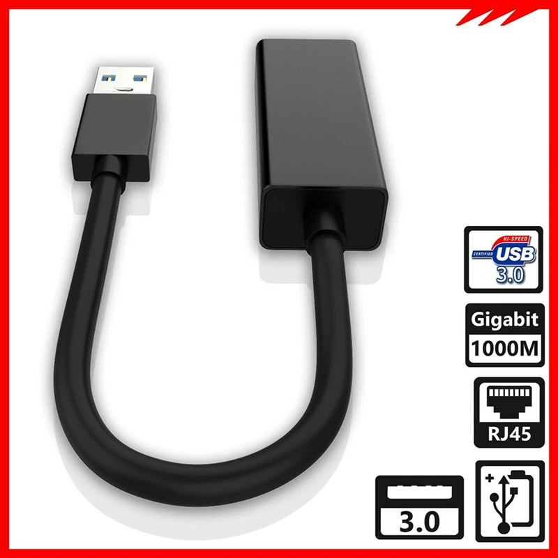 Adaptador de red USB 3.0 Gigabit Ethernet LAN RJ45 1000Mbps para Windows PC Mac
