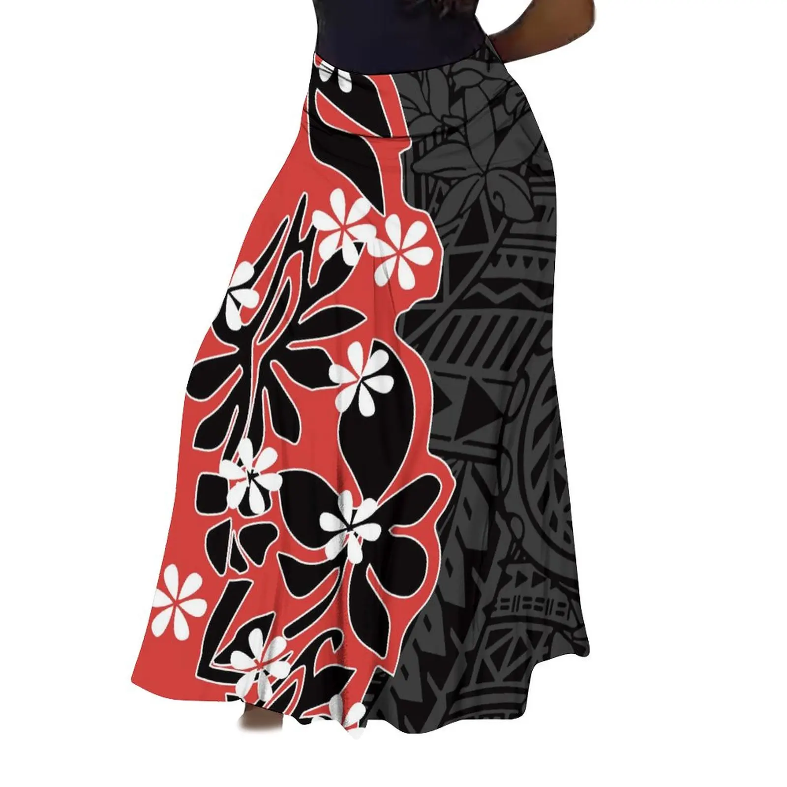 

2024 Hawaiian Women'S Casual High-Waisted Skirt Matching Ball Loose Maxi Polynesian Island Design Hd Pattern