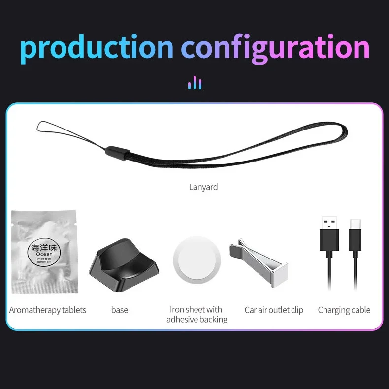 1pcs Music Pickup Rhythm Lamp Rechargeable Sound Control Color transformation Lights Aromatherapy for Car Air Outlet or Indoor