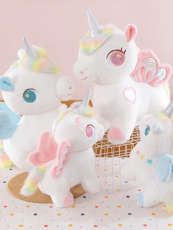 

Adorable Rainbow orn Plu Toy Doll Children's Plaything Sunlight Rainbow White Doll Birthday Gift Stuffed Animal Doll