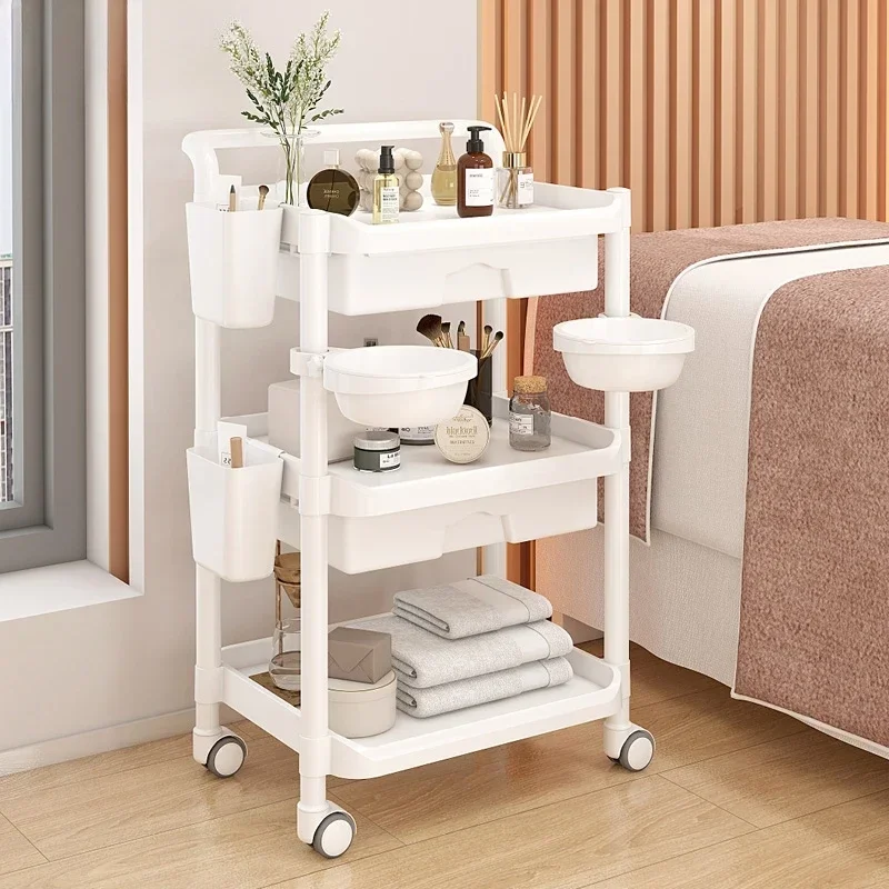 Trolly Salon Equipment Furniture Organizer Cart With Wheels Auxiliary Car Beauty Hairdressing Lashista Bar Trolley Tray Tool