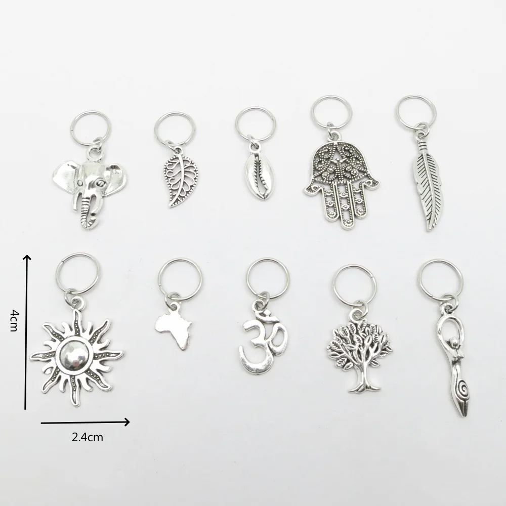 10 قطعة/الحزمة شجرة/الفيل/ورقة DIY بها بنفسك حلقات الشعر جديلة الرهبة Dreadlock الخرز مقاطع السحر الأصفاد ل إكسسوارات الشعر التمديد #3