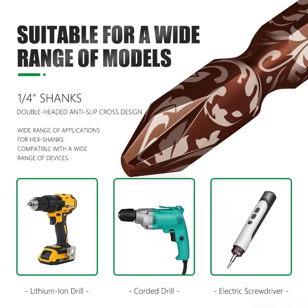 1 PC PH2 Screwdriver Bit Magnetic 1/4'' Hex Shank Cross Screwdriver Bit Non Slip Wear-Resistant and Rust Resistant