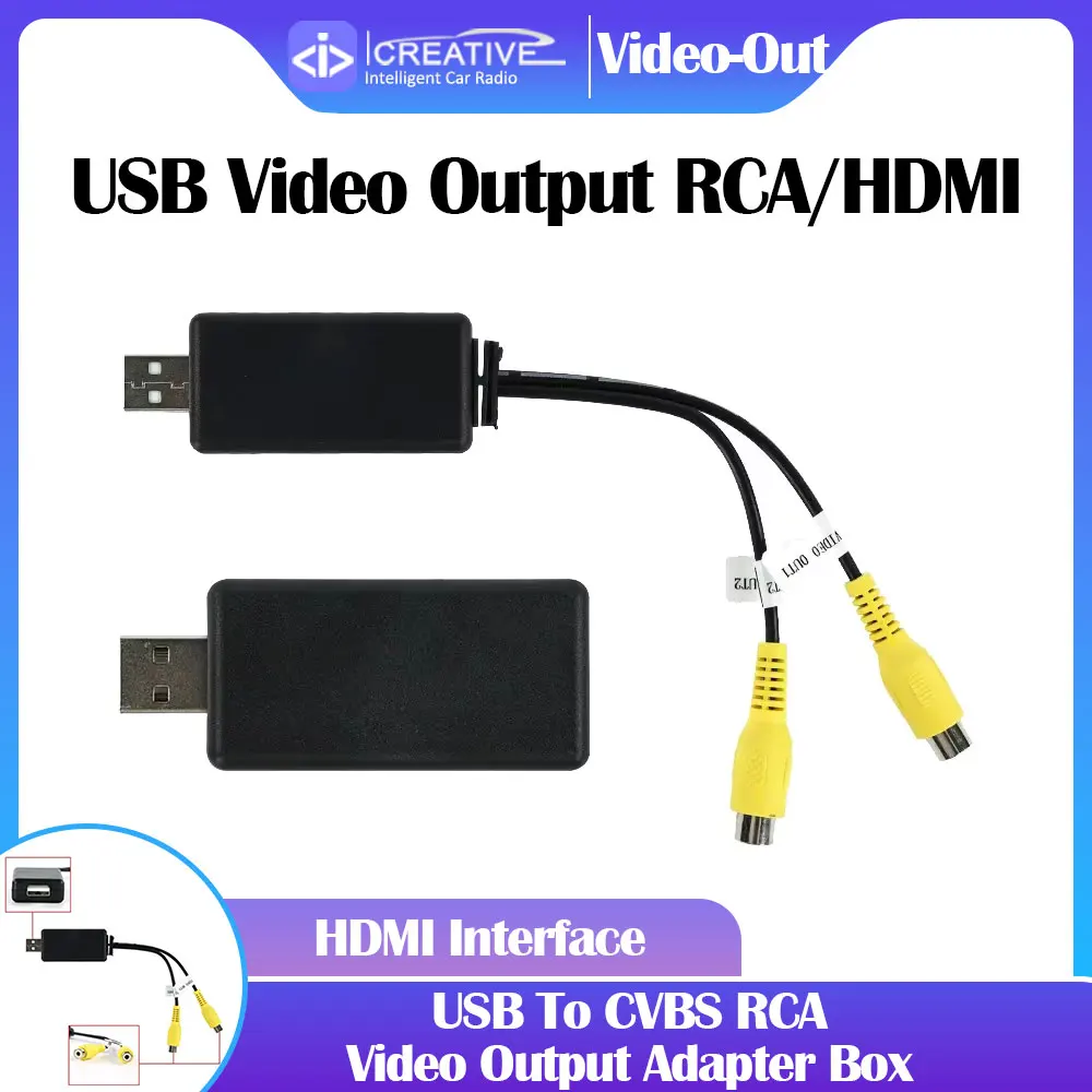 USB To CVBS RCA Video Output Adapter Box HDMI Interface Connect To Monitor Display Device For Android Radio Car Accessories