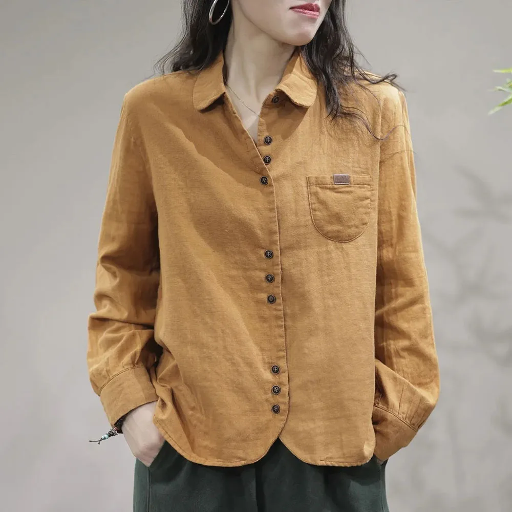 

2023 New Korean Loose Women Shirts Spring Vintage Long Sleeve Shirts Tops Female Pure Cotton Casual Shirt Blouses Woman Blous