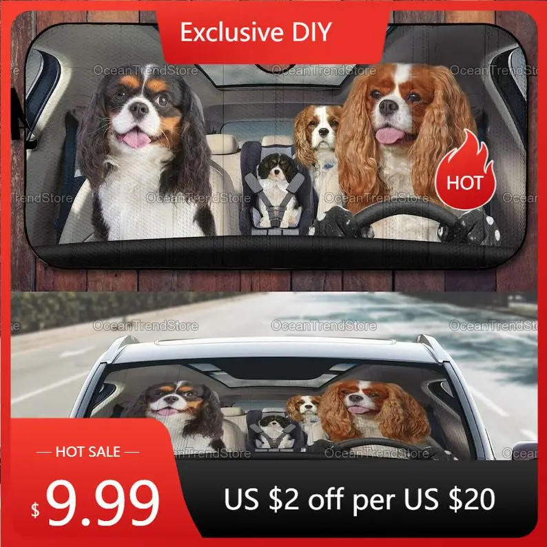 

Cavalier King Charles Spaniel Family Car Sun Shade, Spaniel Gifts, Spaniel Sun Shade, Car Accessories, Charles Spaniel Gifts LNG