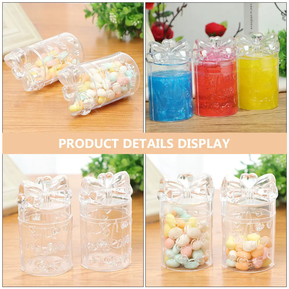 

24Pcs Lightweight Transparent Gift Boxes Wedding Candy Box with Bowknot Design Eco Friendly Portable Favor Container for Bridal