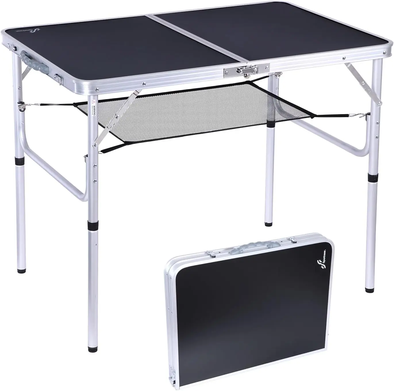 

Adjustable Height Folding Table with Mesh Layer, Portable Table, Suitable for Outdoor Camping, Picnic