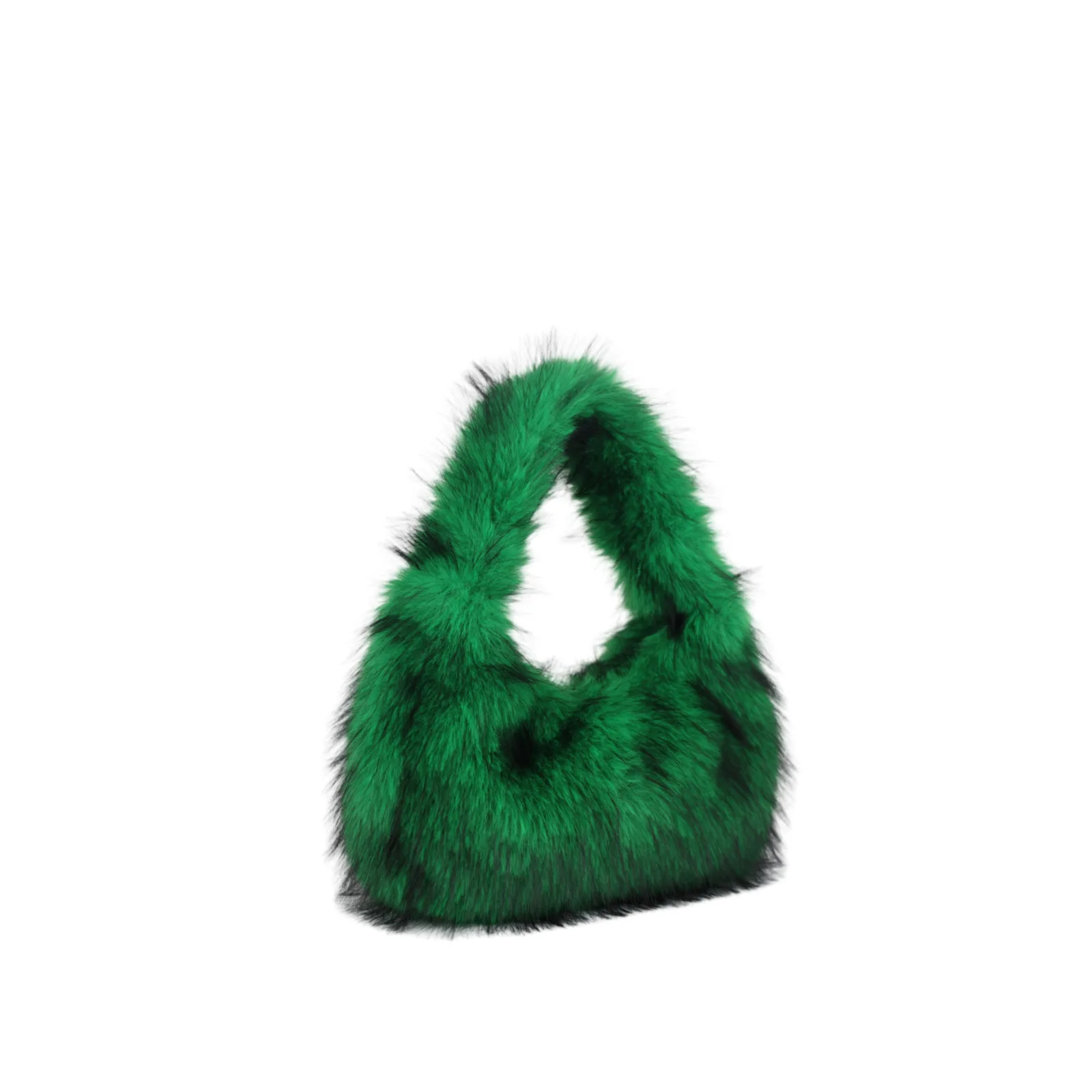 

Solid Color Plush Dumpling Bag Simple Style Niche Design Faux Raccoon Fur Handbag Tote Small Women's Underarm Hobo Bag