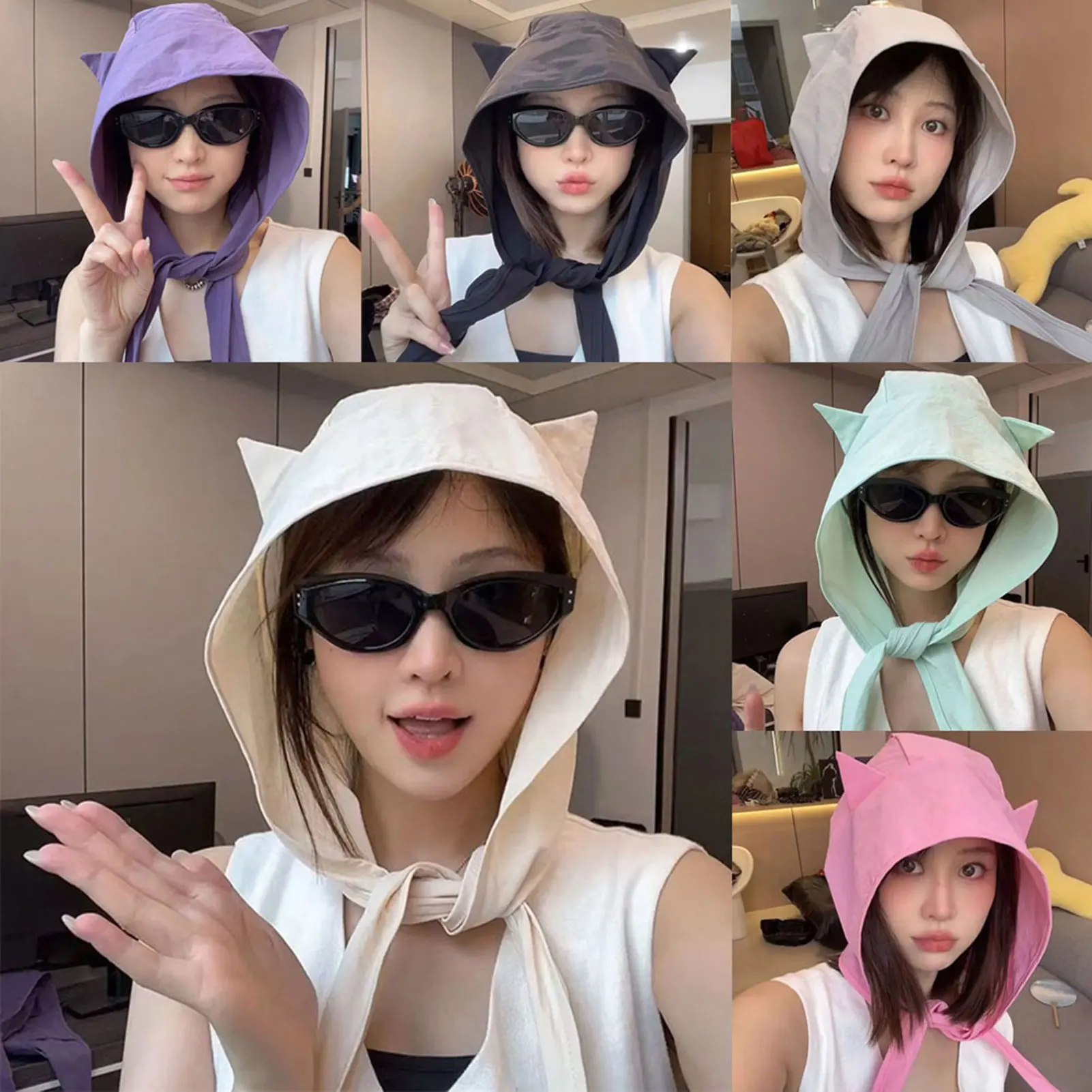 

Little Devil Lace-up Sun Protection Sun Hat Fashion Japanese Style Women's Summer Sun Cap For Outdoor Summer Beach