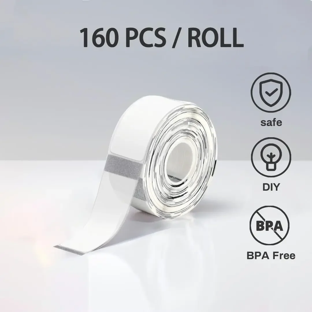 160PCS/Roll Transparent Thermal Stickers White Labels High Quality Compatible With D30 Label Makers For Folder Supplies Kitchen