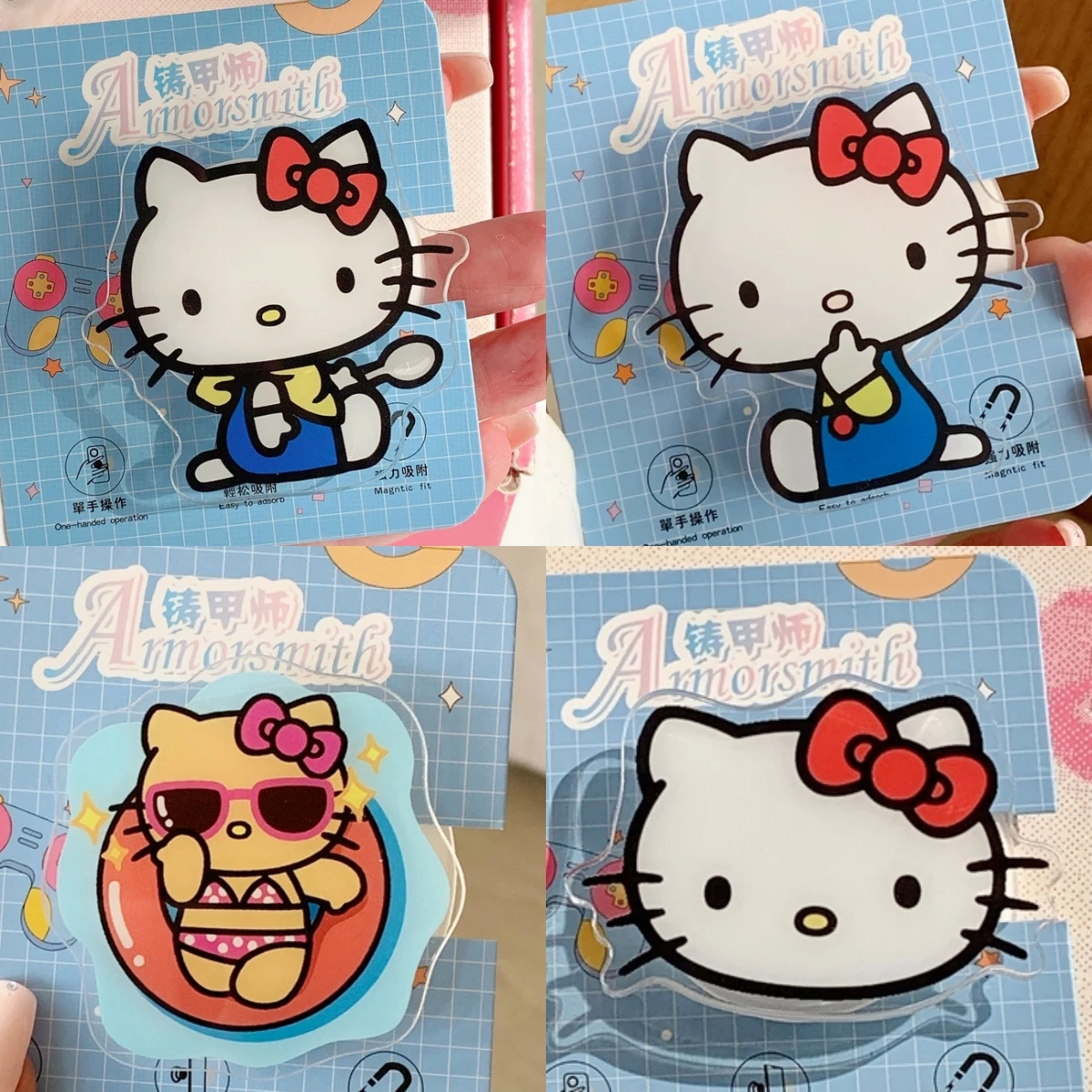 For Magsafe Magnetic Phone Griptok Grip Tok Stand Sanrio Hello Kitty For iPhone Samsung Foldable Wireless Charging Case Holder