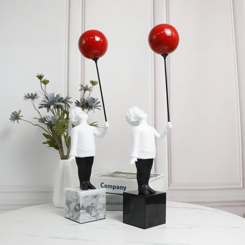 

Nordic Model House Home Living Room Entrance Creative Balloon Boy Sculptured Ornaments Office Sales Office Decorations