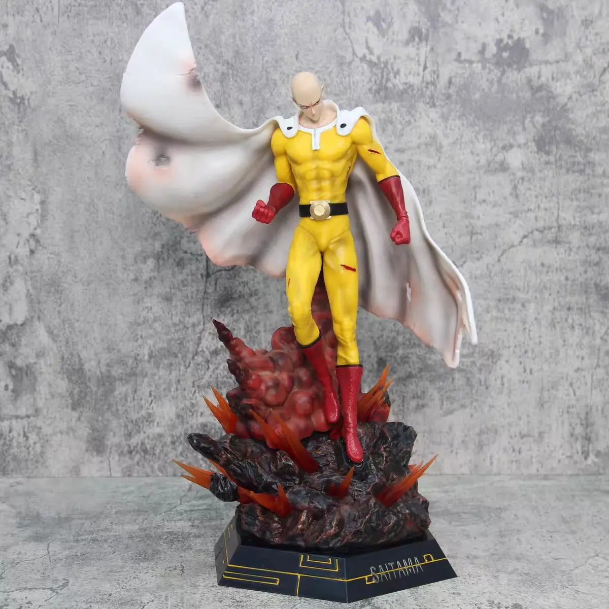 40cm ONE PUNCH-MAN Figur Saitamea Leuchtende Übergroße Statue Modell PVC Anime Action Sammlerserie Desktop-Ornamente Kinderspielzeug