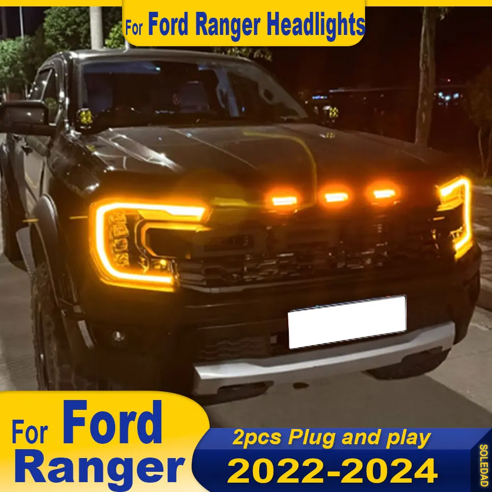 

Car styling Headlights For Ford Ranger T9 2022 2023 2024 new style full LED Auto Headlamp Assembly Projector Lens Accessories