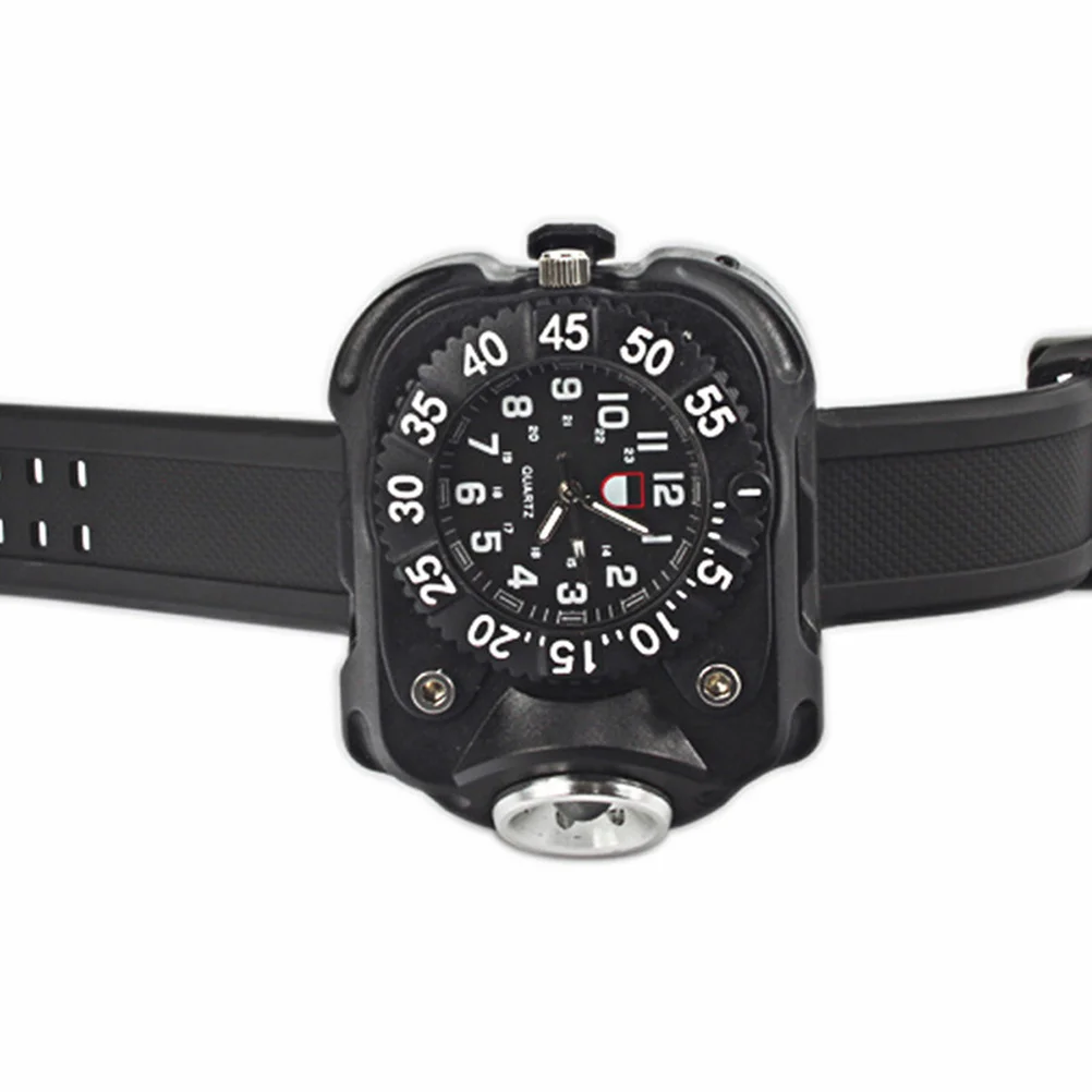 

Black LED Torch Wrist Light Watch Multifunctional Outdoor Watch Flashlight Compass for Night Running Hiking Camping