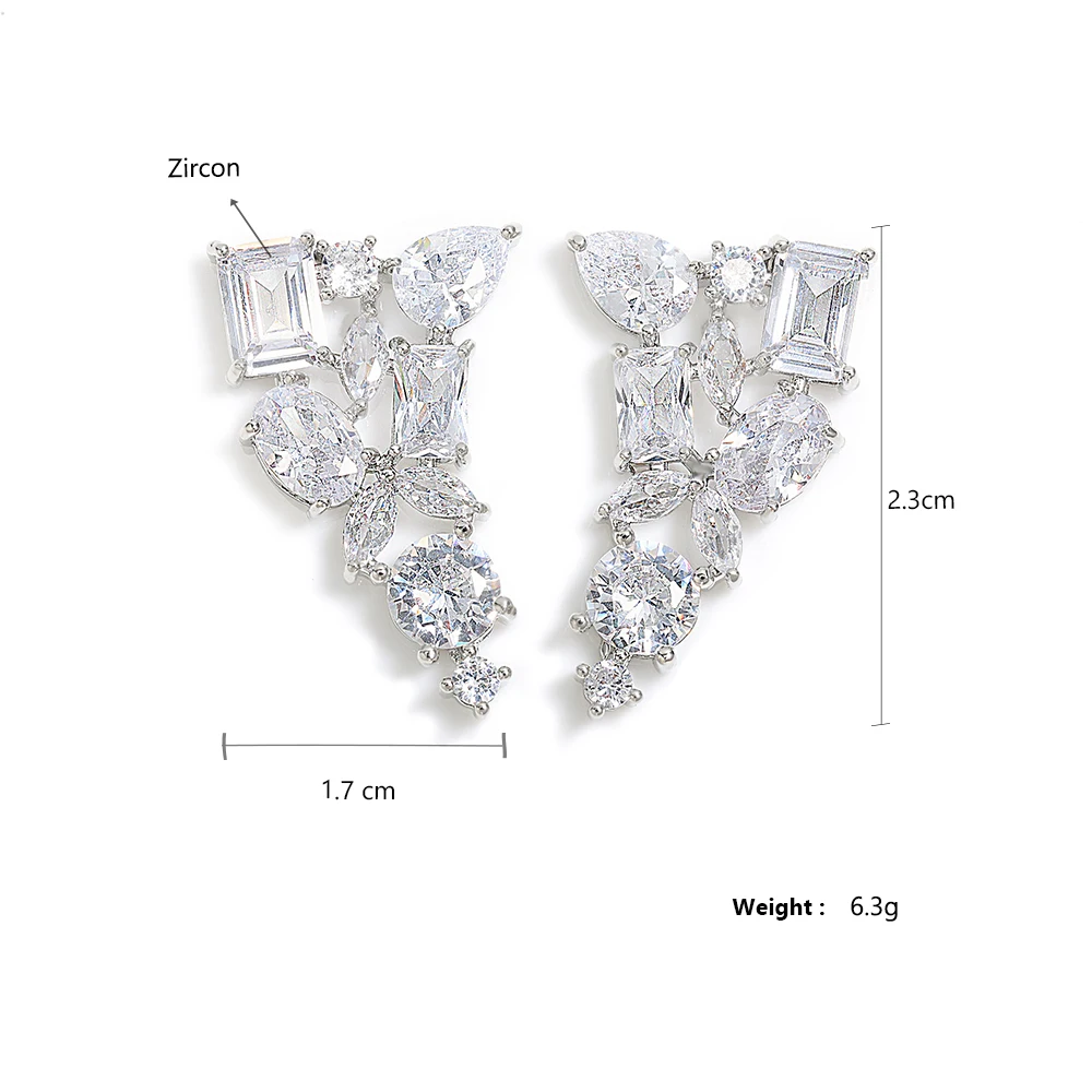 ZAKOL Irregular Marquise Zirconia Earrings for Women Shinny Geometric Square Water Drop CZ Earring Bridal Wedding Jewelry