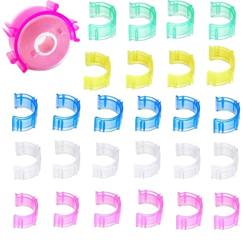 32Pcs Colorful Sewing Bobbin Clips Thread Spool Huggers Sewing Bobbin Clips Bobbin Thread Organizer DIY Sewing Tools, Color Rand