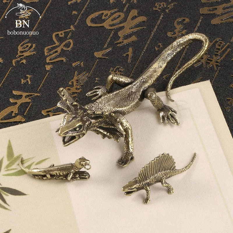 Antique Copper Lizard Statue Tabletop Small Ornament Vintage brass Animal Figurine Desk Decorations Accessories Home Decor Craft