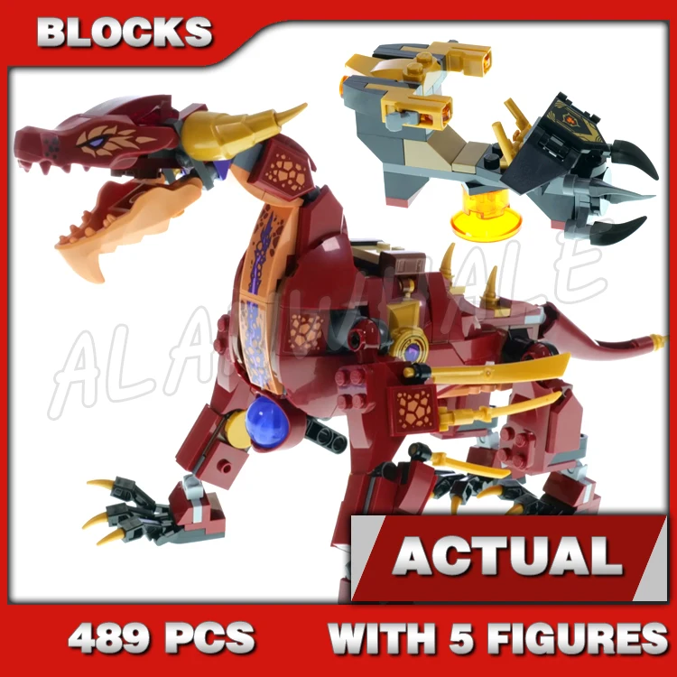 489pcs Shinobi Dragons Rising Heatwave Transforming Lava Dragon Fire Hovercraft 7200 Building Block Toys Compatible with Model