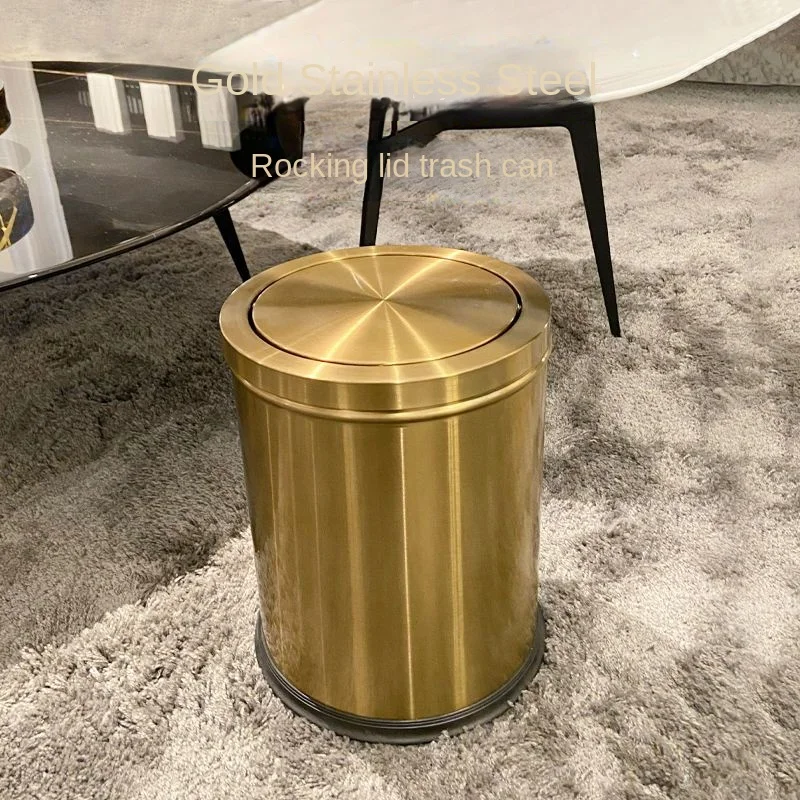 

Gold Garbage Bin Double Layer Household KTV Hotel Waste Bucket Kitchen Living Room Bathroom Dustbin Fashion Trash Can Toilet