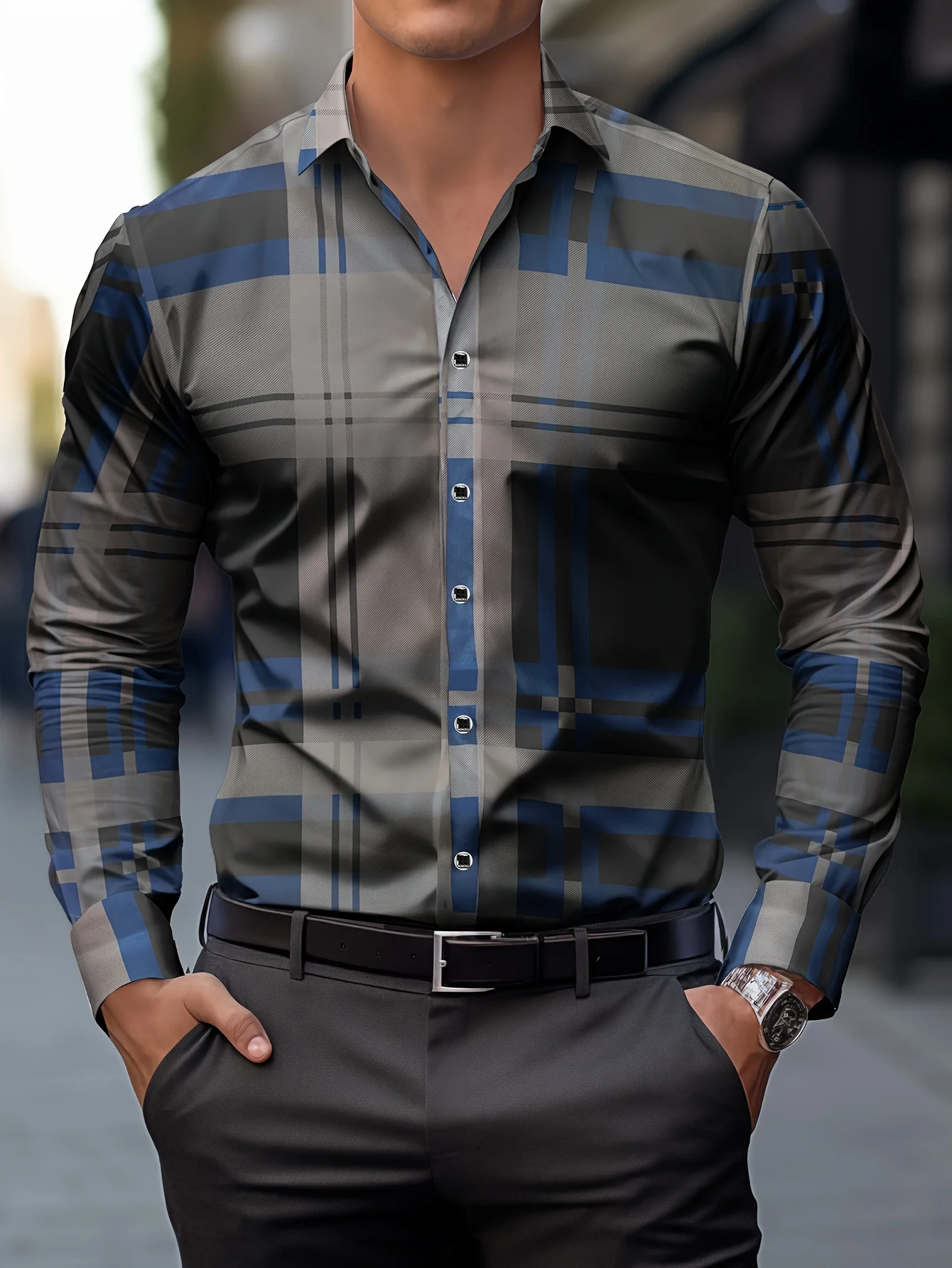 Men\'s Stylish Long Sleeve Casual Lapel Shirts Casual Tops Breathable Full Sleeve Shirt For Men Daily Basic Business Shirt