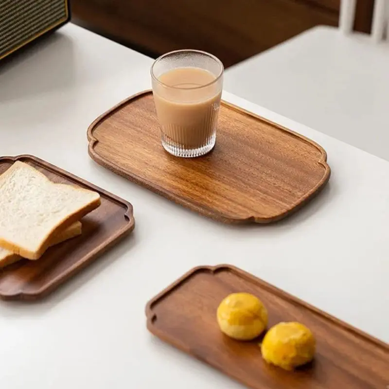 Solid Wood Towel Tray Coffee Cup Plate Tea Tray Fruit Food Storage Holder Hotel Home Decorate Supplies