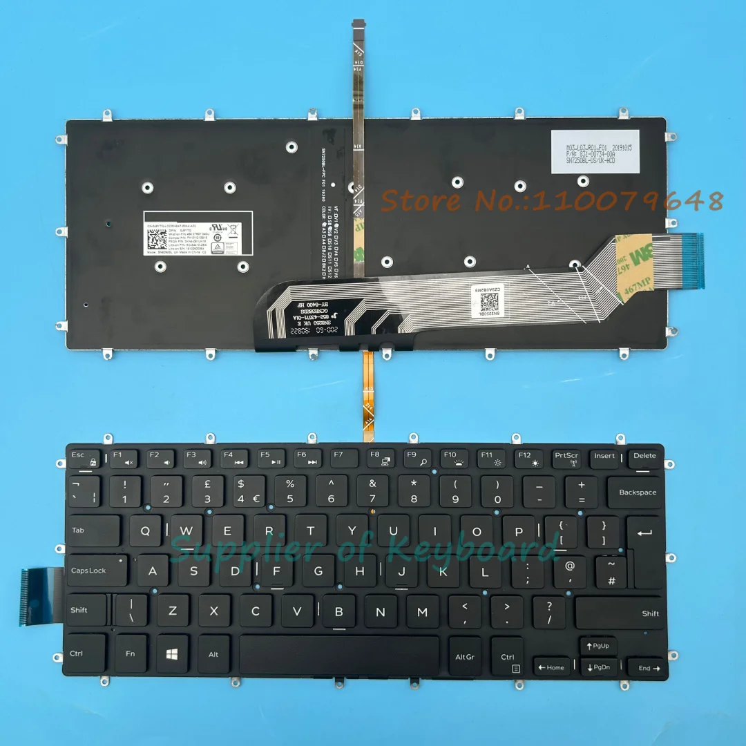 

English/Latin Spanish/UK/Hebrew Keyboard For DELL Inspiron 13 5368 5369 5370 5379 5378 5568 5578 LATITUDE 3379 3390 3490 2 IN 1