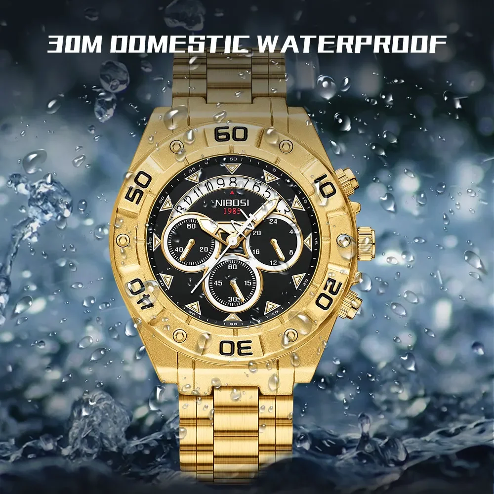 NIBOSI лучший бренд класса люкс мужские часы из нержавеющей стали кварцевые часы для мужчин водонепроницаемые спортивные часы мужские Relogio Masculino