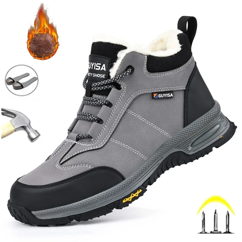 Men's Winter Safety Steel Toe Boots Indestructible Protective Work Snow Boots Anti-smash Anti-puncture Male Footwear