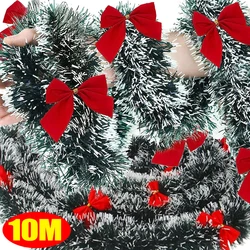 Christmas Bow Tinsel Ribbons Green Cane Ribbon Garland for Xmas Tree Hanging Pendent Ribbon Wreath Ornament Wedding Party Decor