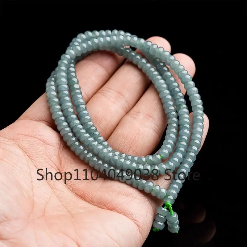 High-grade Natural Myanmar Jadeite Blue Water Abacus Bead Necklace Ice Kind of Men's and Women's Jade Bracelet Luxury Jewelry