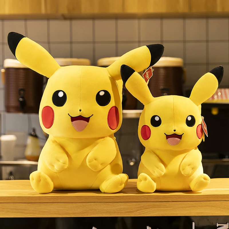 Adorável tamanho grande pokemon pikachu brinquedos de pelúcia pikachu bonecas de pelúcia pikachu peluche travesseiro presente de natal para crianças amigos meninos
