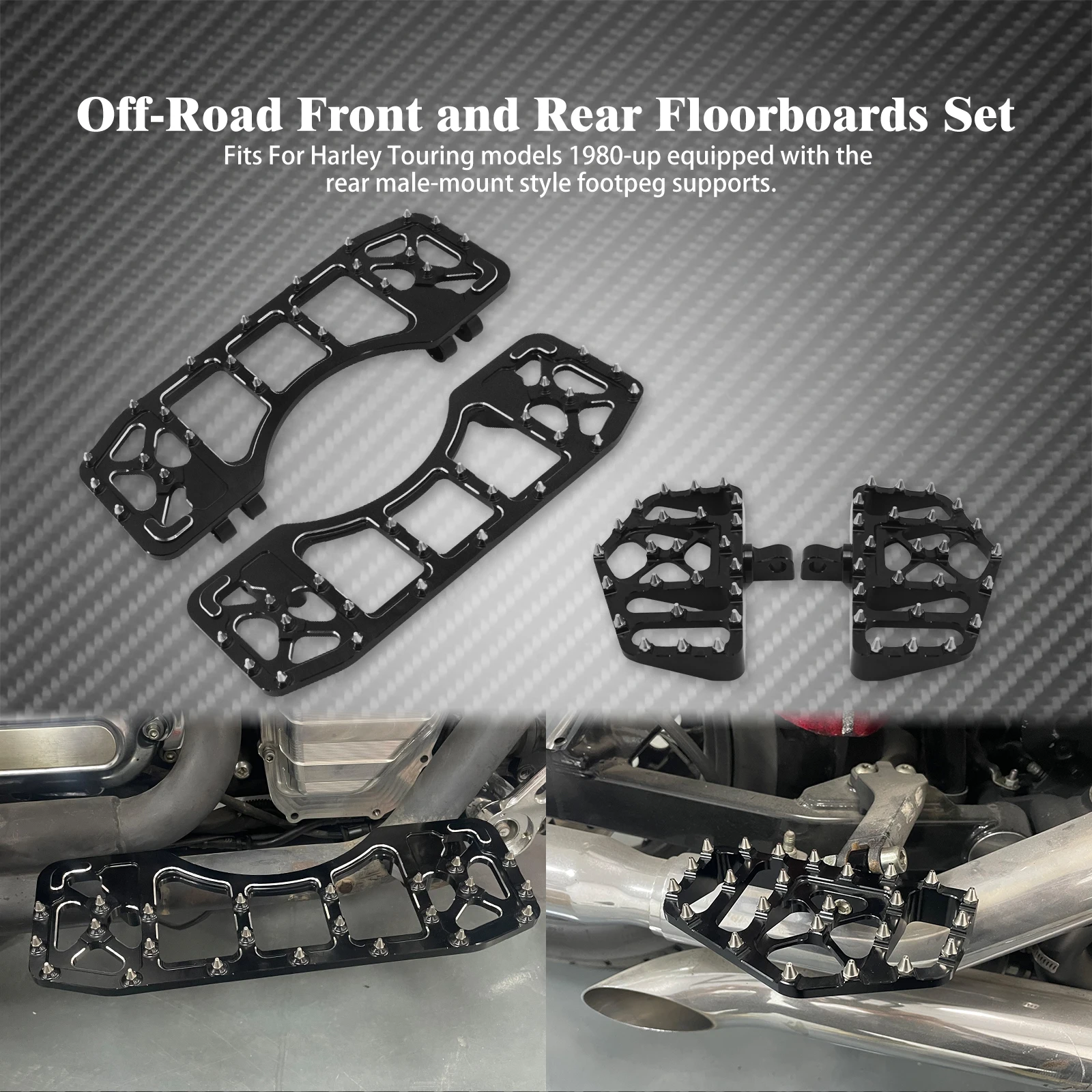 Motorcycle Wide Floorboard Footpegs Driver Passenger Footrest Pedal For Harley Touring Softail Trike CVO Limited Street Glide FL