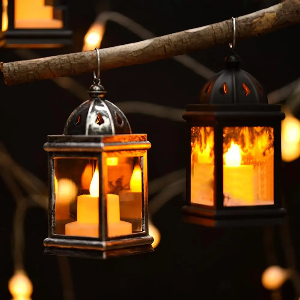 Xmas LED Lights Retro Glowing Lantern With Handle Simulation Cande Light Tabletop Atmosphere Lights Christmas Decoration 2025