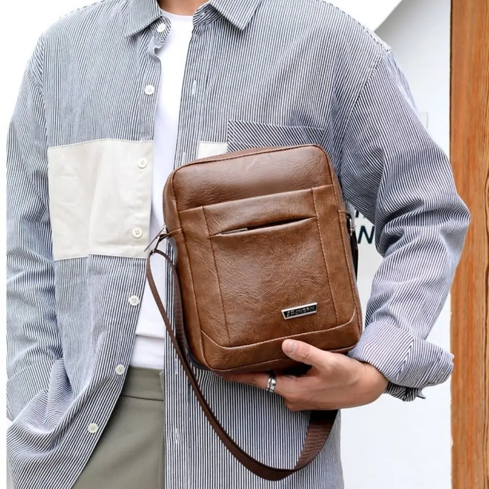 PU Leather Shoulder Bag Men\'s PU Leather Crossbody Bag Messenger Shoulder Bag Business Travel Purse Bag Handbag