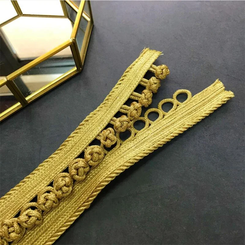 length=40 cm Gold wire trapezoidal buttons, military uniforms, dresses, dance clothes, decorative buckles