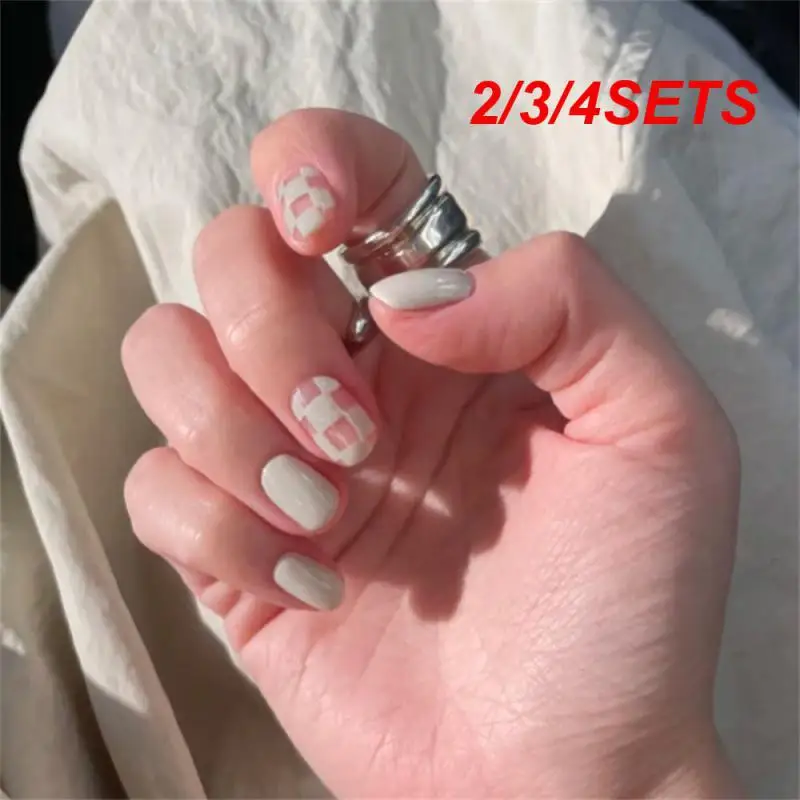 2/3/4SETS Checkerboard Pattern Unique Design Stylish Innovative Popular Nail Accessories Durable Must-have Nail Stickers