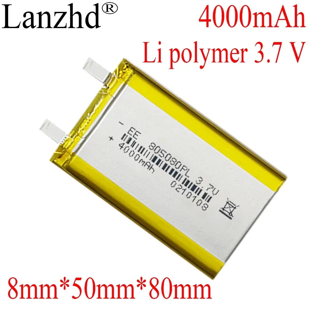 5-40PCS 3.7V Battery Polymer Lithium Li Po Batteries For Mp3 MP4 MP5 GPS PSP mobile PAD MID DVD Power bank PC 4000mAh 8*50*80mm