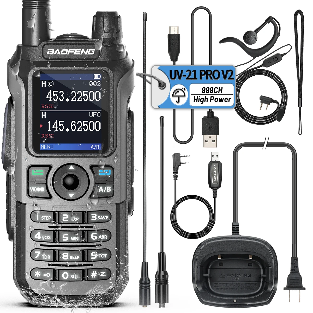 

Baofeng UV-21 Pro V2 Wireless Copy Frequency Walkie Talkie Tri-Band16 KM Long Range 999 CH lashlight UV-5R UV 17 Pro Radio