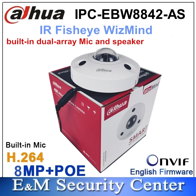 Original Dahua IPC-EBW8842-AS 8MP IR Fisheye Built-in Mic and Speaker WizMind Network Camera