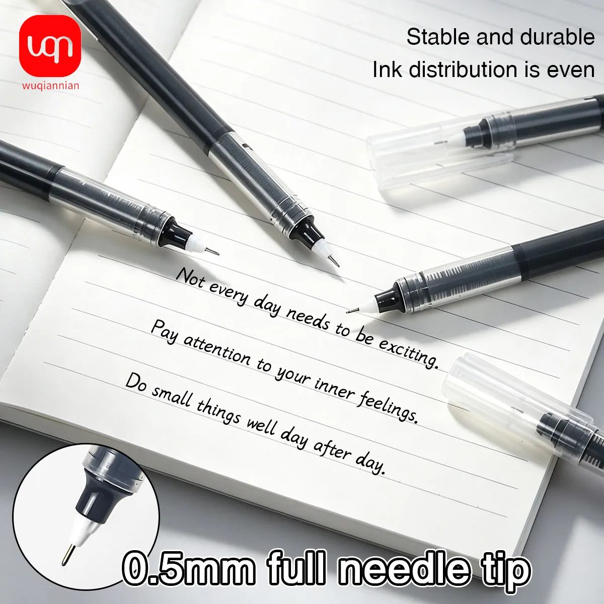 0.5mm Quick-Dry Liquid Rollerball Pen with Large Ink Capacity, Smooth Writing, Full Needle Tip, Multi-Color Ink, Office Supplies