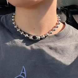 8mm Stainless Steel Bead Chain big Ball punk Necklace Women Choker Long ball Necklaces For Men/women Girls Gift