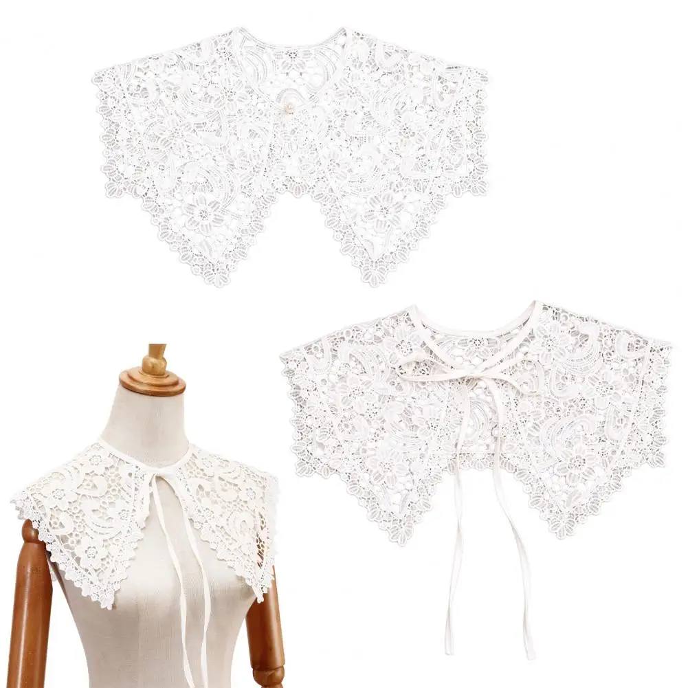 Detachable Lace Collar Vintage Lace Detachable False Collar Floral Hollow Lapel Choker Necklace Adjustable Women’s Shirt Dress