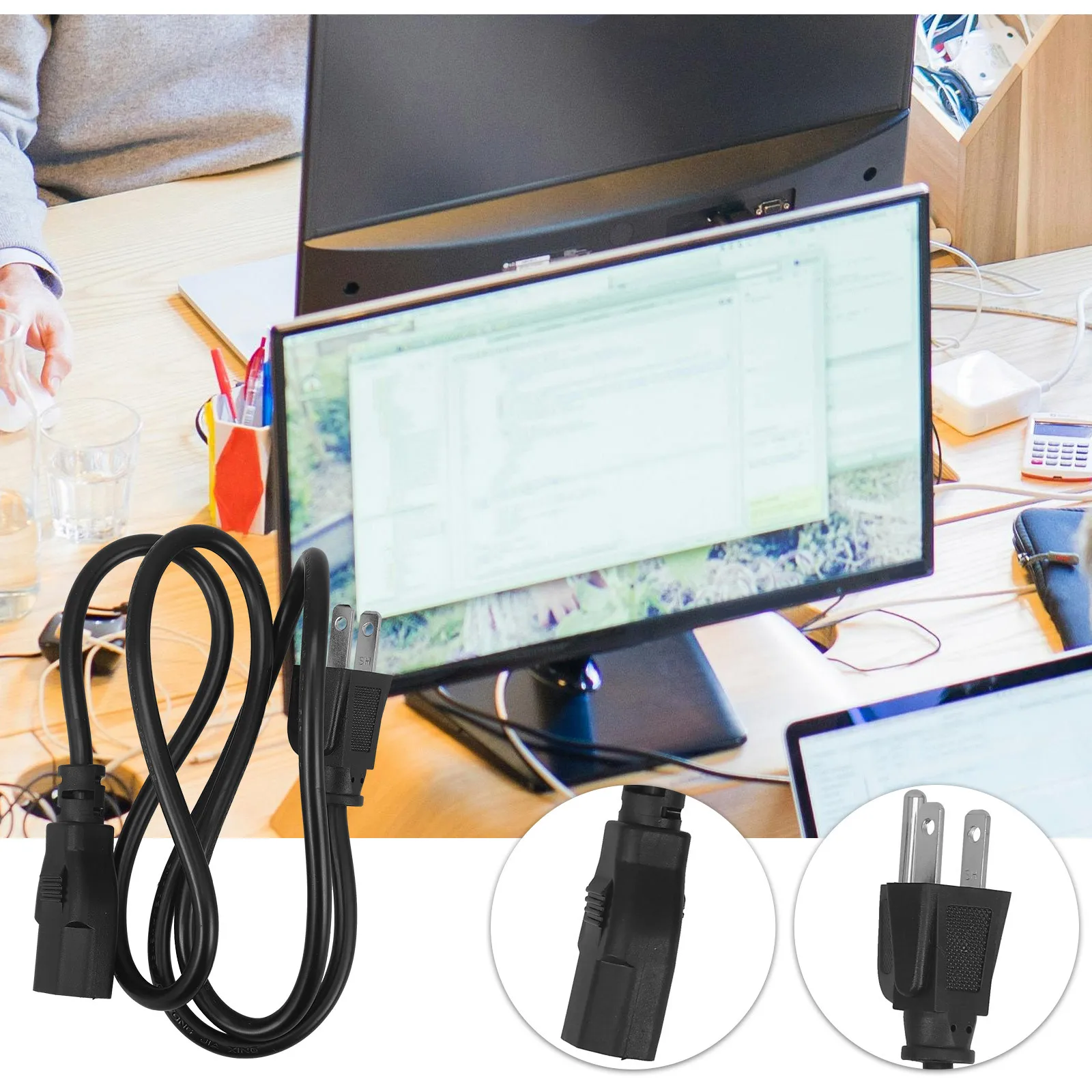 

Us Standard 3-Prong Power Cord Household Replacement Cable for Computer Printer Rice Cooker Electric Cooker Cable