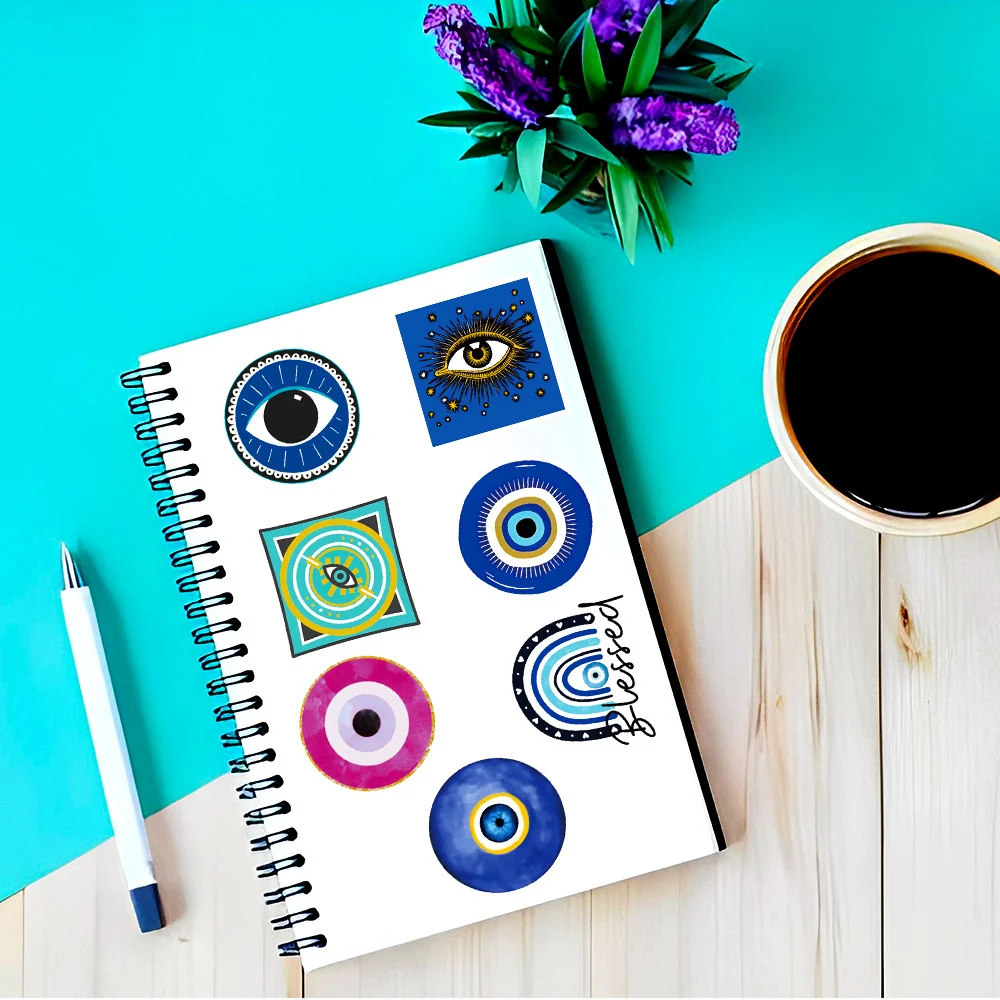 50pcs Love Evil Eye Stickers For Latop Phone Scrapbook Ipad Sketch Book Stationery Scrapbooking Supplies DIY Sticker Vintage