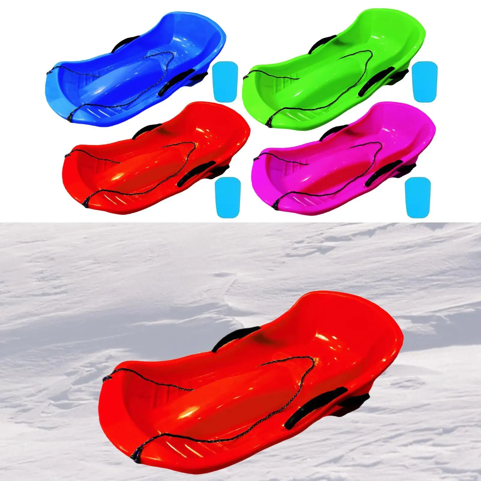 Snow Sled Sledge with Seat Cushion Classic Downhill High Back with Brakes for 2 Persons Sand Skiing Sled Grass Sledding Board