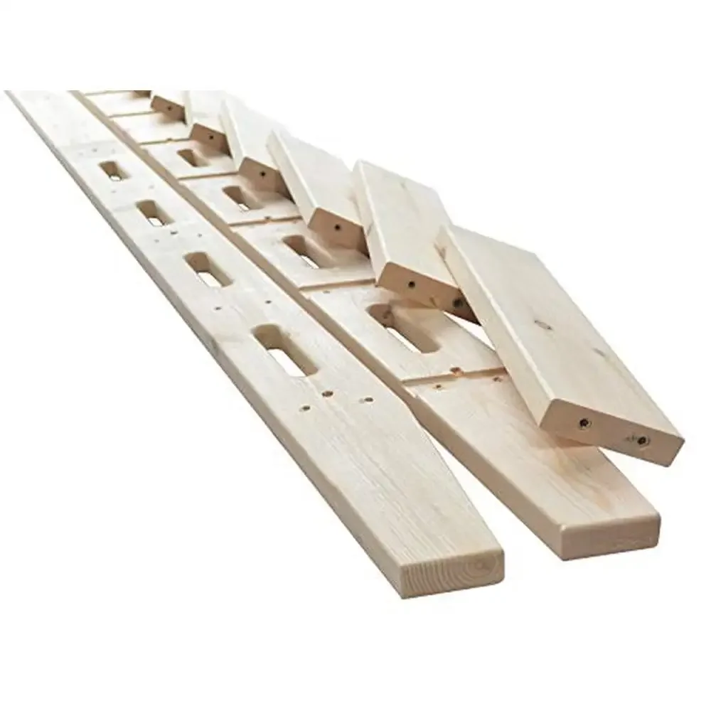 طقم سلم مكتبة منزلق من خشب الصنوبر العقدي غير المطلي مقاس 96 بوصة ارتفاع × 17.75 بوصة عرض 1 بوصة لوح خشبي سميك 3.875 بوصة أجهزة #4