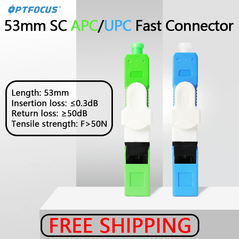 

OPTFOCUS FTTH SC APC Fiber Optic Conector SC UPC Fast Connector 53mm Fiber Optical Adapter 100 pcs Conector de Campo APC