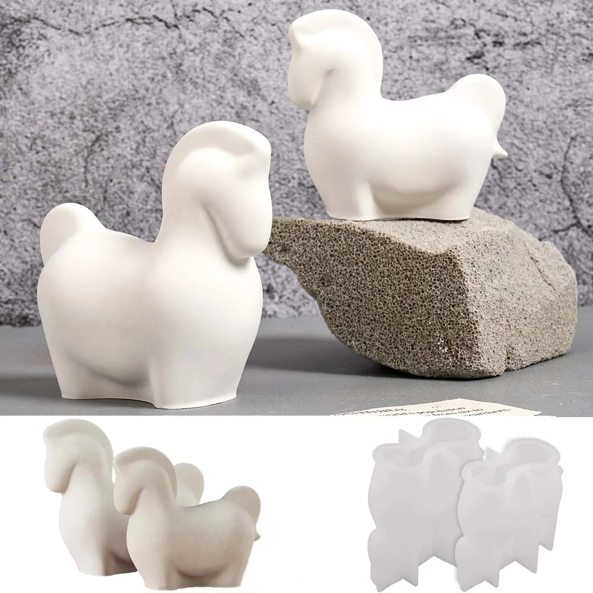 Nordic Nettes Pferd Silikon Kerze Form DIY Tier Pony Aromath Seife Kerzen Casting Formen Gips Harz Handwerk Machen Wohnkultur